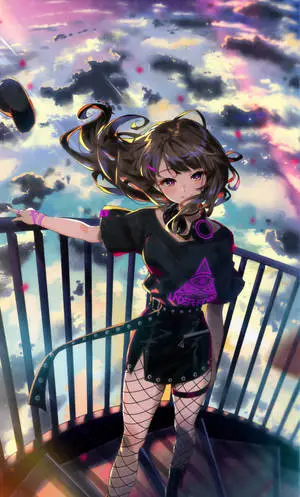 4K Anime IPhone Pretty Girl On Stairs