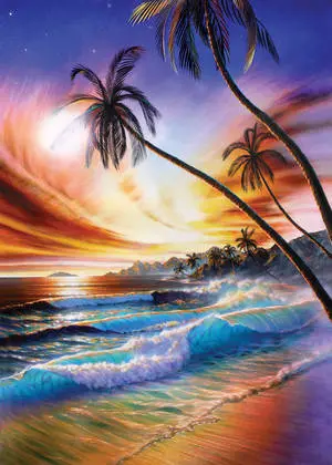 4K iPhone Beach Waves Crashing Orange Night Sky