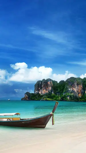4K iPhone Boat On Beach Shore