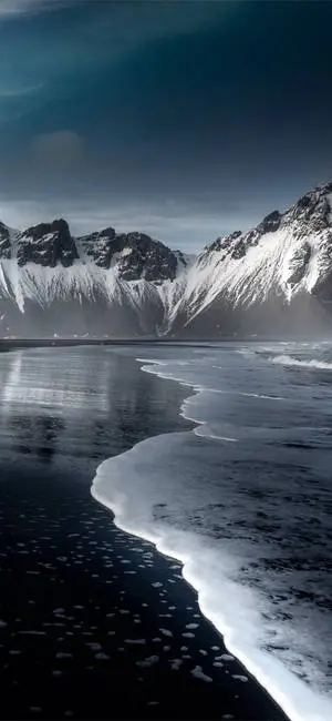 4K iPhone Snowy Mountain On Beach
