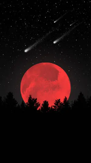 Aesthetic iPhone X Red Moon Sky
