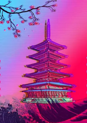 Aesthetic Pink iPhone Pagoda Glitch