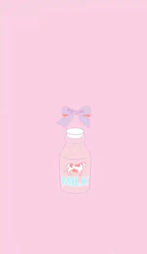 Aesthetic Pink Kawaii Glassed Strawberry Milk