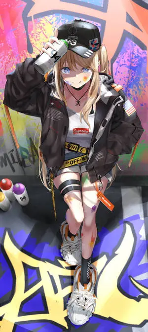 Anime Girl Wall Graffiti iPhone