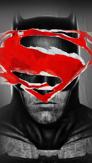 Batman With Red Superman Logo Smartphone Background