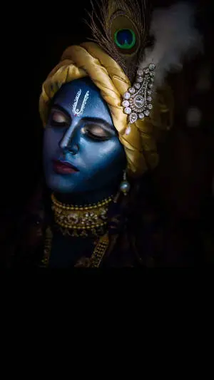 Blue Krishna 3D Black Background