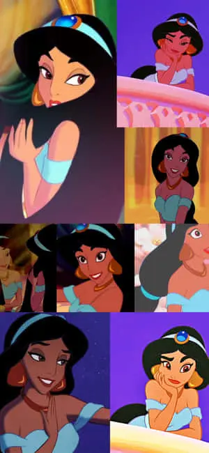 a collage of pictures of jasmine from disney