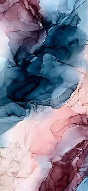 a blue and pink watercolor painting on a wall