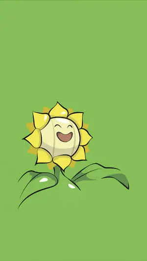 Cute Sunflora On Green Background