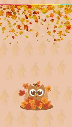 Owl In Maple Leaves Fall Phone Background