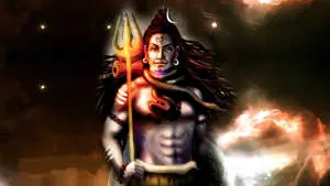 Glowing God Shiva With Trident
