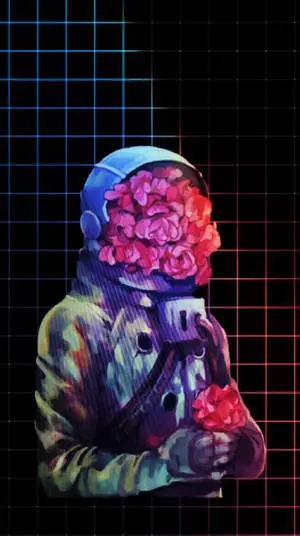 Gradient Lines With Astronaut Grid Aesthetic