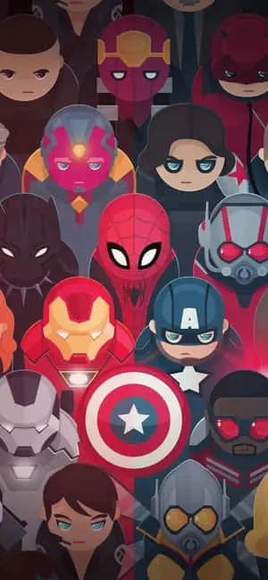 iPhone XS Max Marvel Chibi Superheroes Background