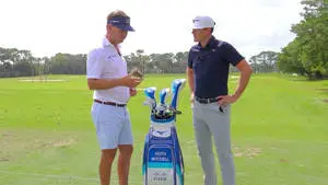 Professional Golfer Keith Mitchell with Golf Clubs