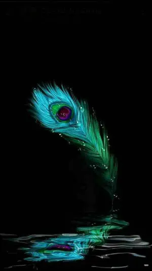 Krishna Iphone Peacock Feather Reflection