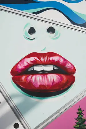 Red Lipstick Wall Graffiti iPhone