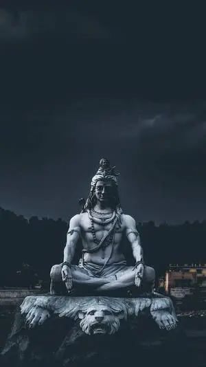 Shiva iPhone Statue On Tiger Carpet
