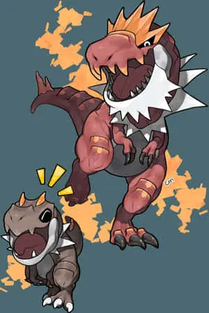 Tyrantrum And Tyrunt Chase