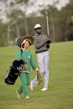 Vijay Singh in his youth during a golf practice